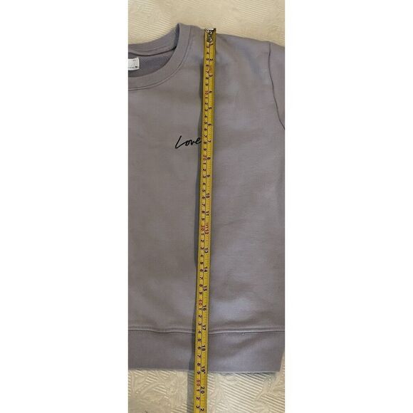 Oak + Fort Sweatshirt Top Size Medium Lavender Puff Sleeves Cropped - Picture 5 of 8